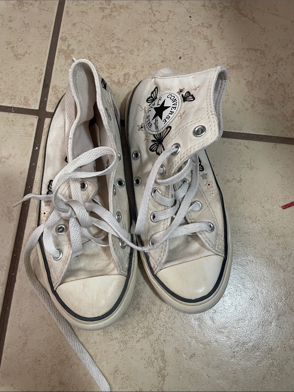 Converse White High Top Sneakers with Black Logo